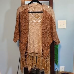 Gimmicks by BKE Southwestern Boho Fringe Cardigan Size Large
